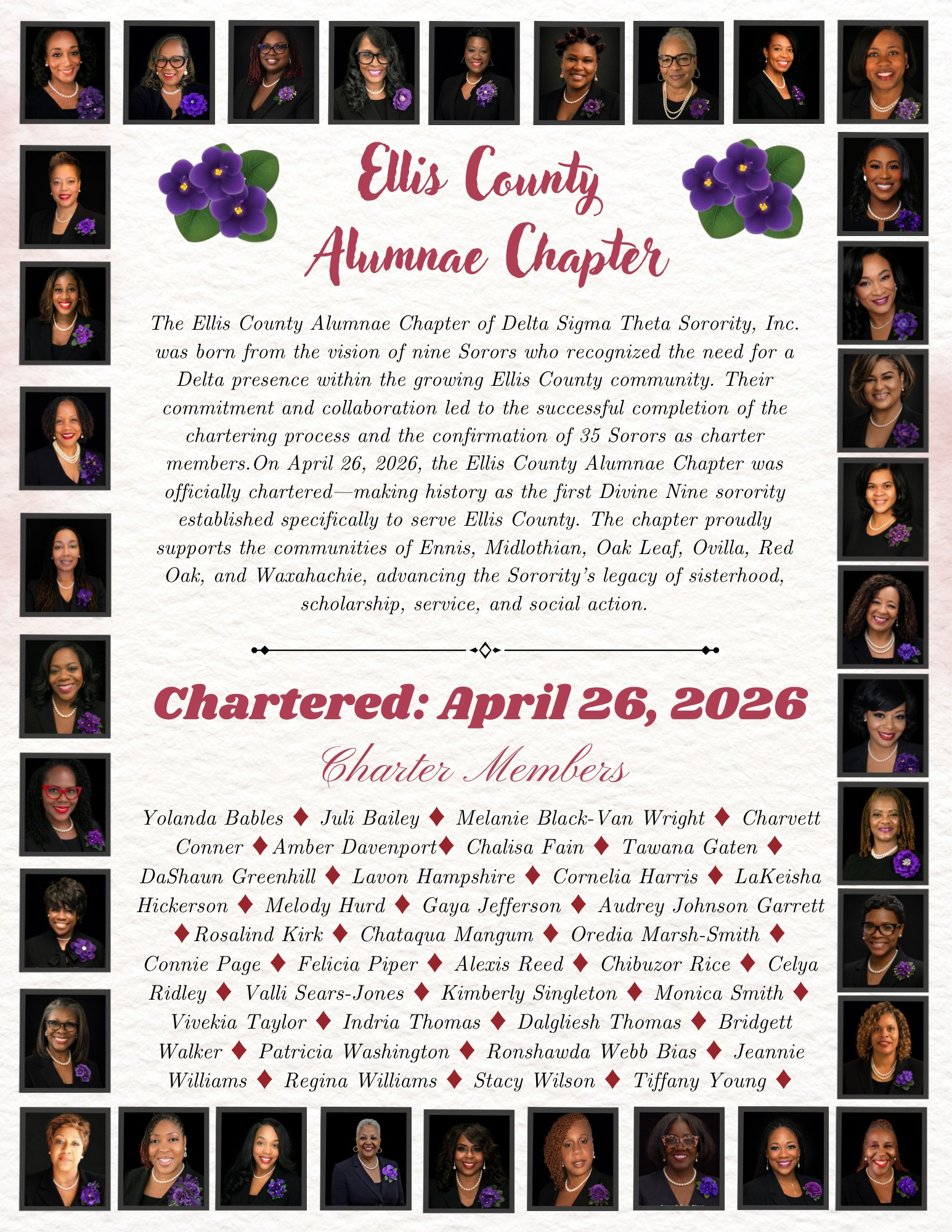 Ellis County Alumnae Chapter charter members list